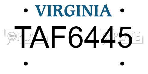 TAF6445 Virginia License Plate