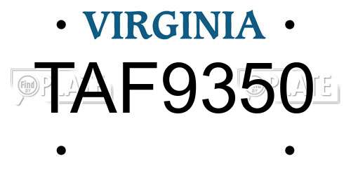 TAF9350 Virginia License Plate