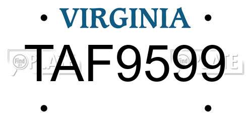 TAF9599 Virginia License Plate