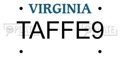 TAFFE9 Virginia License Plate