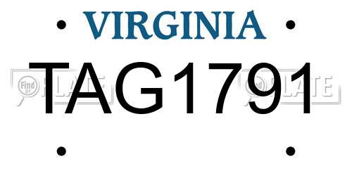 TAG1791 Virginia License Plate