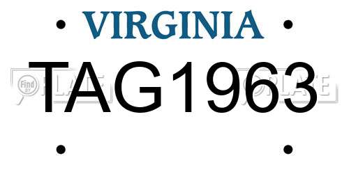 TAG1963 Virginia License Plate