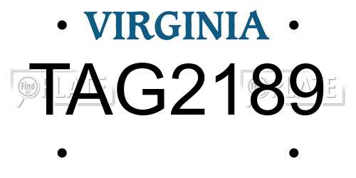TAG2189 Virginia License Plate