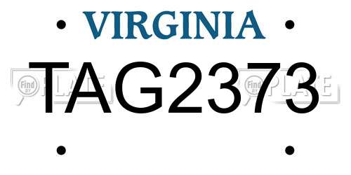 TAG2373 Virginia License Plate