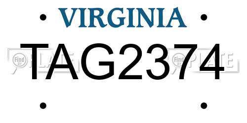TAG2374 Virginia License Plate