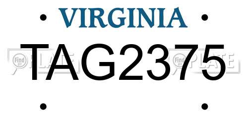 TAG2375 Virginia License Plate