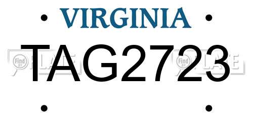TAG2723 Virginia License Plate