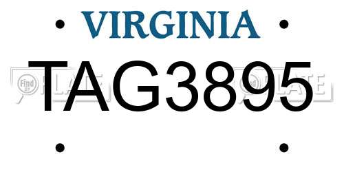 TAG3895 Virginia License Plate