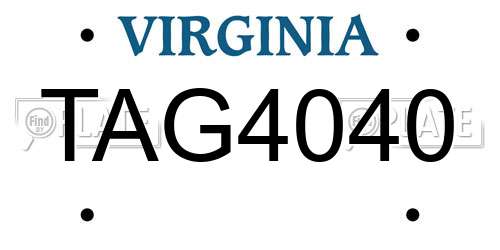 TAG4040 Virginia License Plate