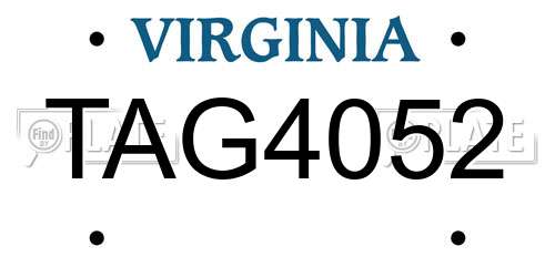 TAG4052 Virginia License Plate