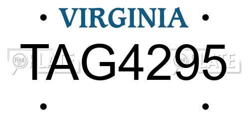 TAG4295 Virginia License Plate
