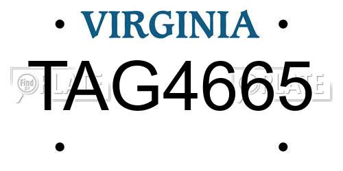 TAG4665 Virginia License Plate
