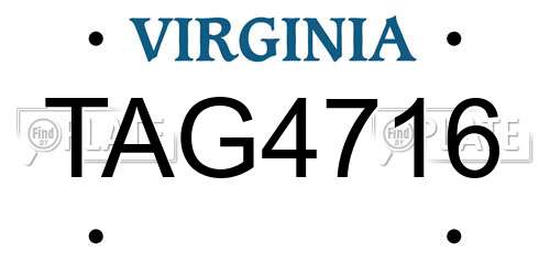 TAG4716 Virginia License Plate