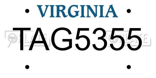 TAG5355 Virginia License Plate