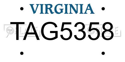 TAG5358 Virginia License Plate