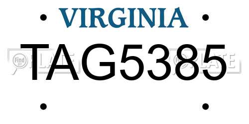 TAG5385 Virginia License Plate
