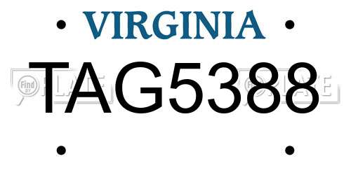 TAG5388 Virginia License Plate