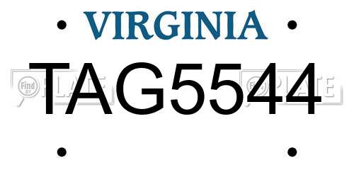 TAG5544 Virginia License Plate