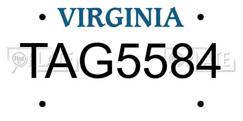 TAG5584 Virginia License Plate