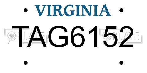 TAG6152 Virginia License Plate