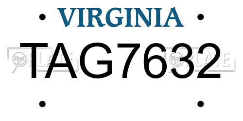 TAG7632 Virginia License Plate