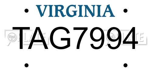 TAG7994 Virginia License Plate