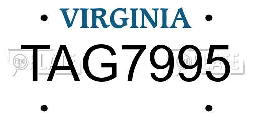 TAG7995 Virginia License Plate
