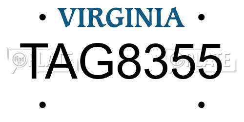 TAG8355 Virginia License Plate