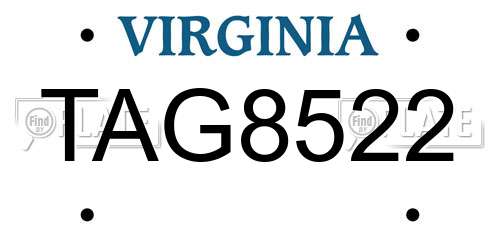 TAG8522 Virginia License Plate