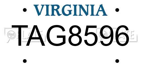 TAG8596 Virginia License Plate