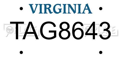 TAG8643 Virginia License Plate