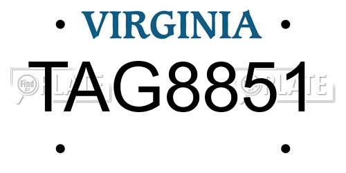 TAG8851 Virginia License Plate