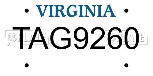 TAG9260 Virginia License Plate