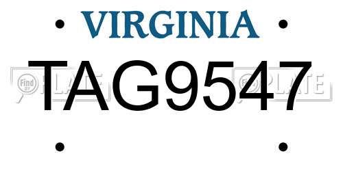 TAG9547 Virginia License Plate