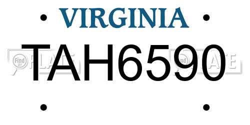 TAH6590 Virginia License Plate