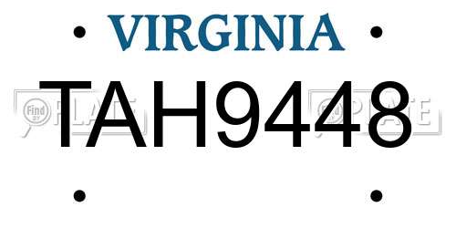 TAH9448 Virginia License Plate