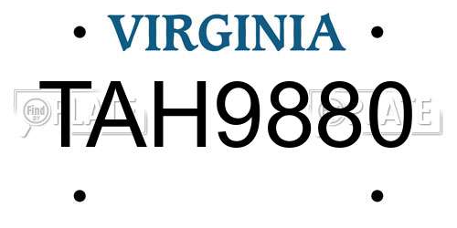 TAH9880 Virginia License Plate