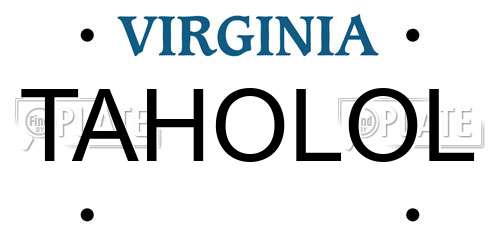 TAHOLOL Virginia License Plate