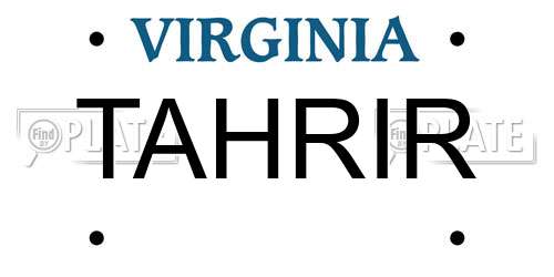 TAHRIR Virginia License Plate