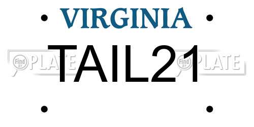 TAIL21 Virginia License Plate