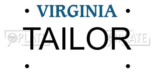 TAILOR Virginia License Plate