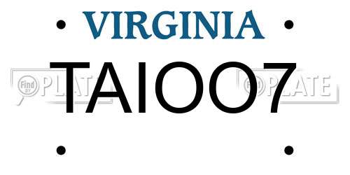 TAIOO7 Virginia License Plate