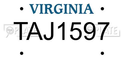 TAJ1597 Virginia License Plate