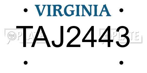 TAJ2443 Virginia License Plate