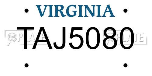 TAJ5080 Virginia License Plate