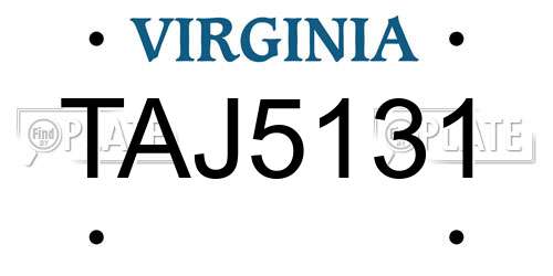 TAJ5131 Virginia License Plate