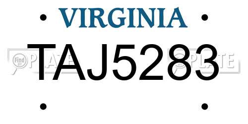 TAJ5283 Virginia License Plate