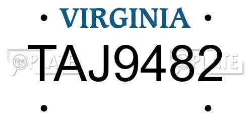 TAJ9482 Virginia License Plate