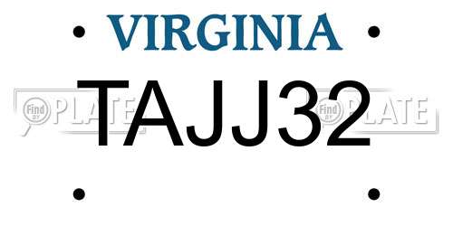 TAJJ32 Virginia License Plate