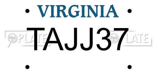 TAJJ37 Virginia License Plate